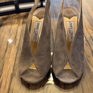 Jimmy Choo Grey Brown Suede Heels